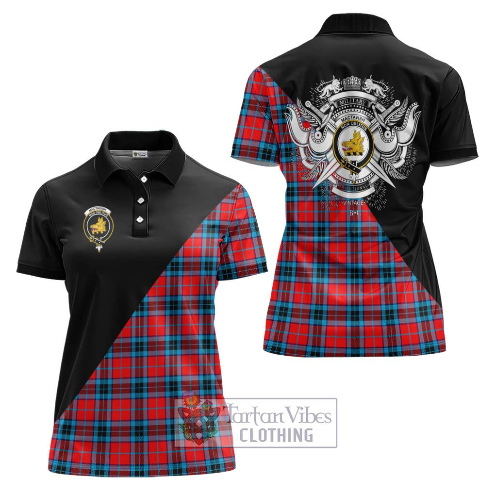 MacTavish (McTavish) Tartan Women's Polo Shirt with Family Crest and Military Logo Style Women - Tartanvibesclothing Shop