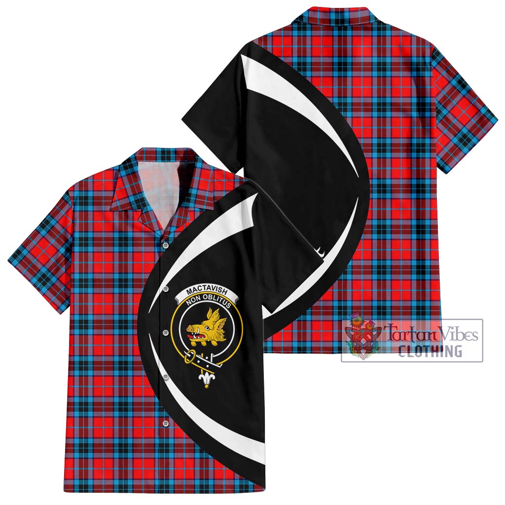 MacTavish (McTavish) Tartan Short Sleeve Button Up with Family Crest Circle Style Kid - Tartan Vibes Clothing