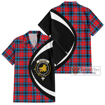 MacTavish (McTavish) Tartan Short Sleeve Button Up with Family Crest Circle Style