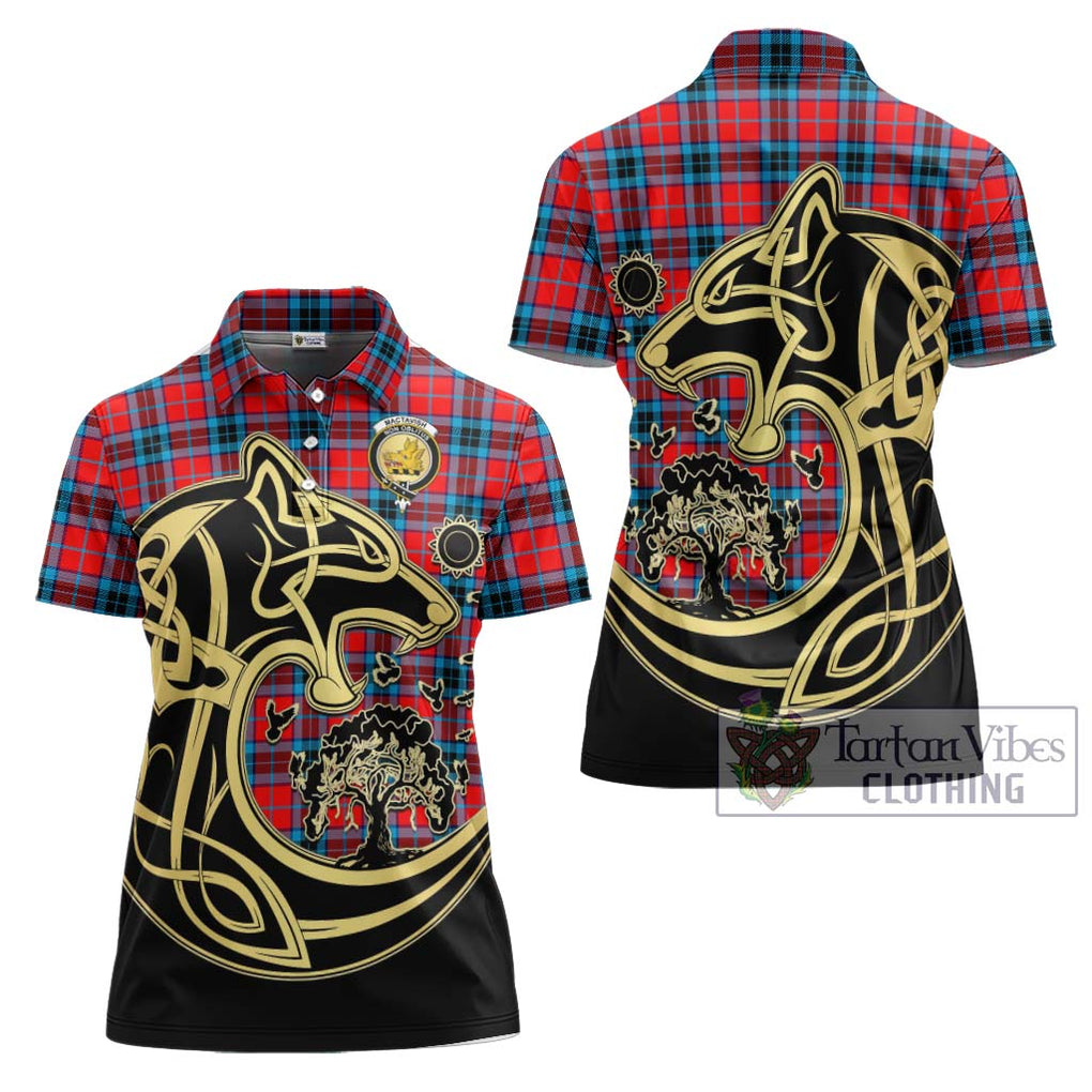 MacTavish (McTavish) Tartan Women's Polo Shirt with Family Crest Celtic Wolf Style Women - Tartanvibesclothing Shop