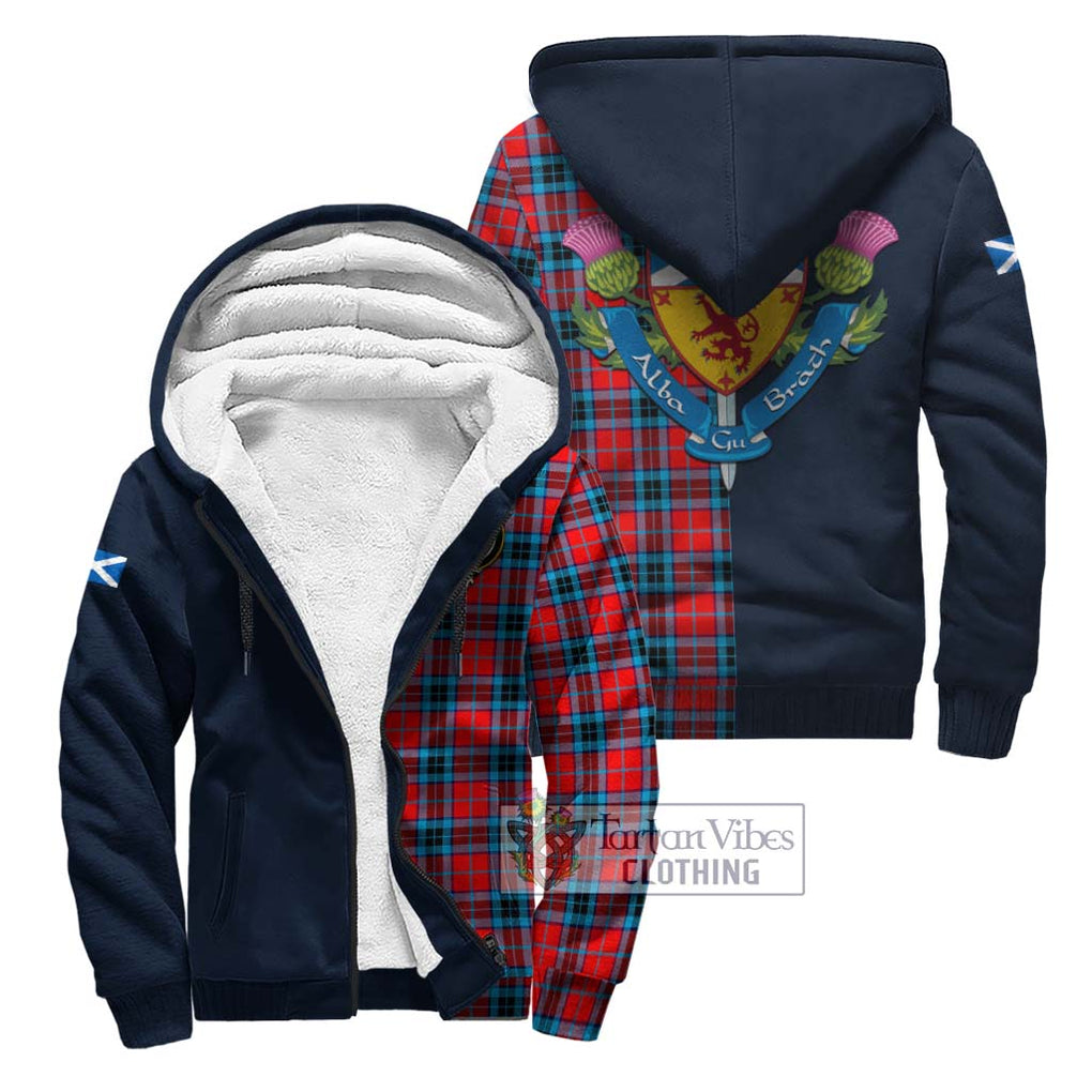 Tartan Vibes Clothing MacTavish Modern Tartan Sherpa Hoodie with Scottish Lion Royal Arm Half Style