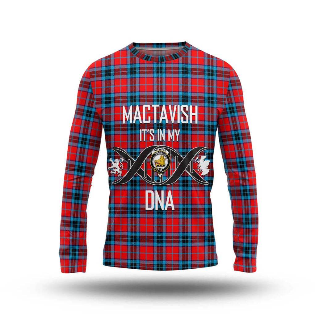 MacTavish (McTavish) Tartan Long Sleeve T-Shirt with Family Crest DNA In Me Style Unisex - Tartanvibesclothing Shop