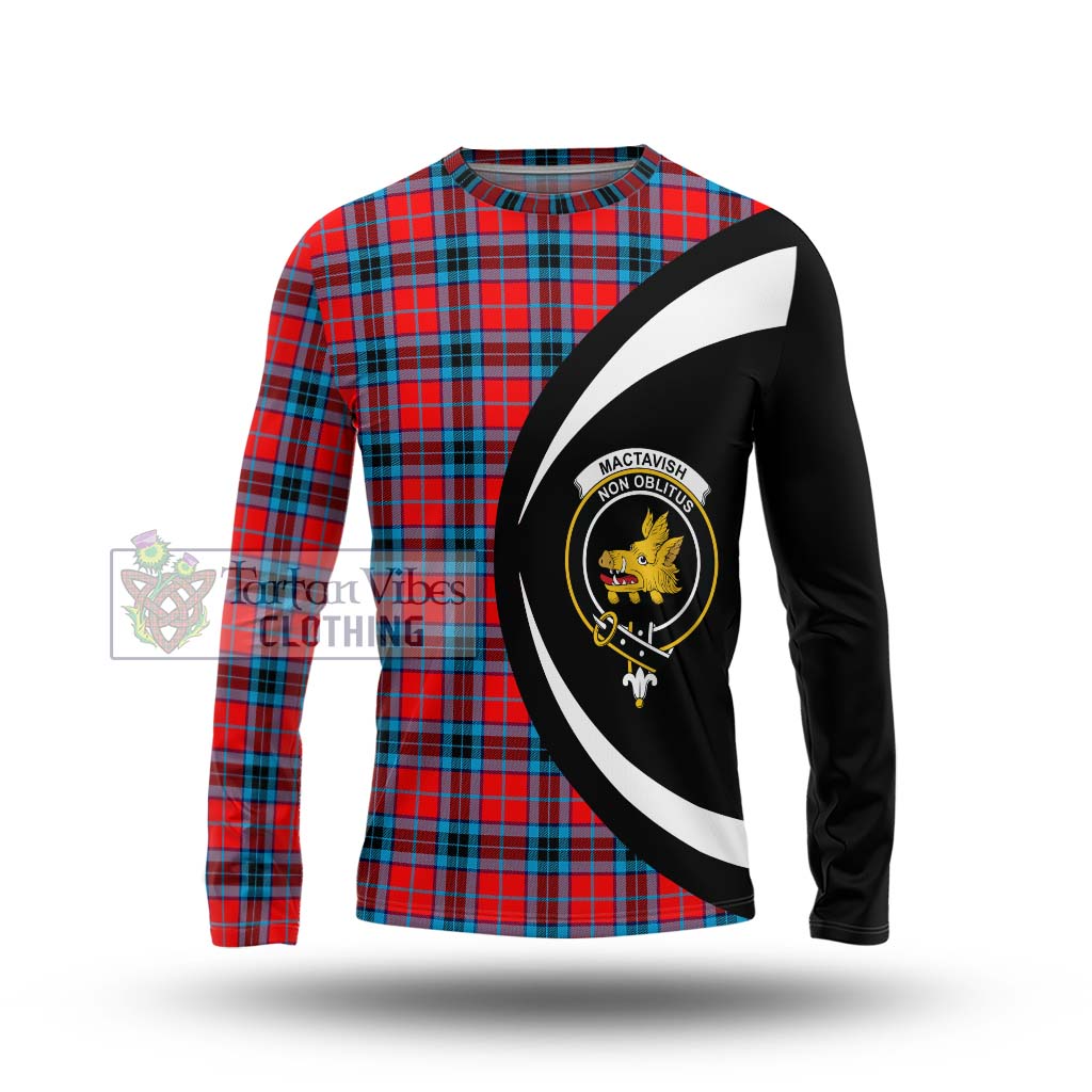 MacTavish (McTavish) Tartan Long Sleeve T-Shirt with Family Crest Circle Style Unisex - Tartan Vibes Clothing