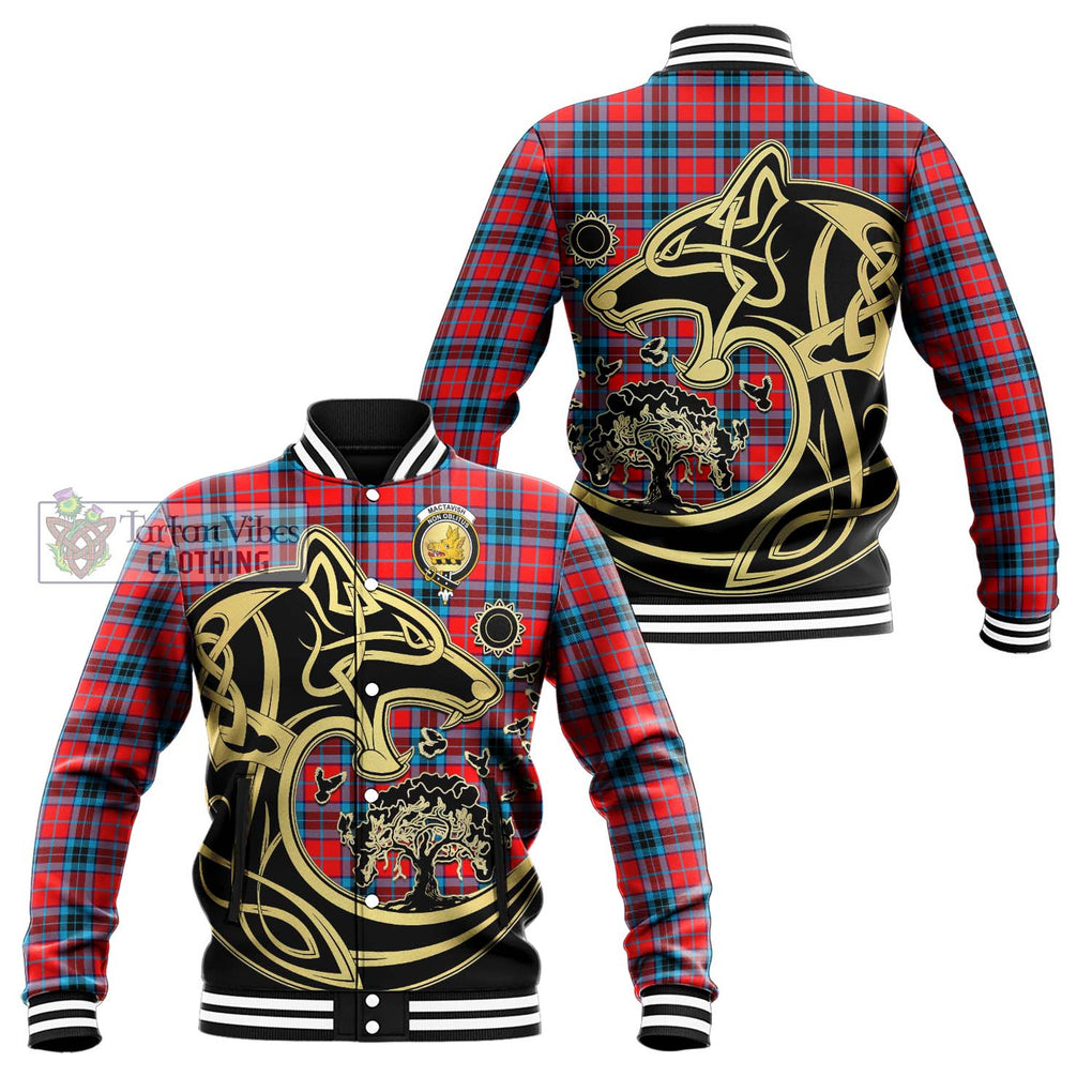 MacTavish (McTavish) Tartan Baseball Jacket with Family Crest Celtic Wolf Style Unisex - Tartan Vibes Clothing