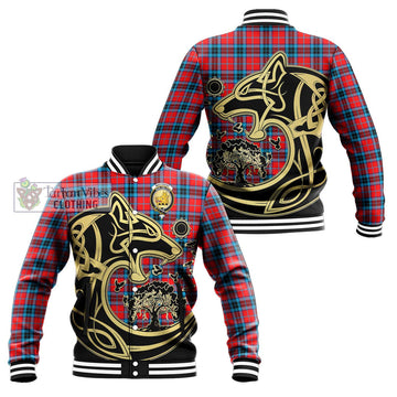 MacTavish (McTavish) Tartan Baseball Jacket with Family Crest Celtic Wolf Style