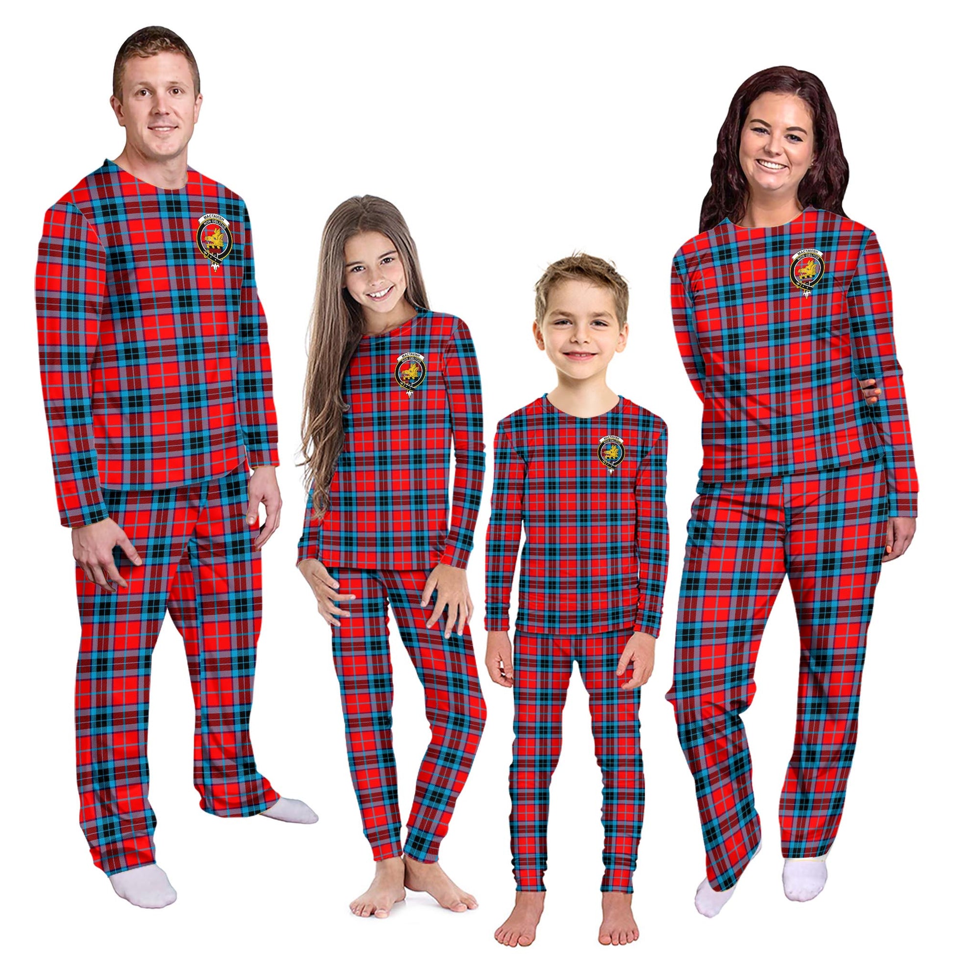 MacTavish Modern Tartan Pajamas Family Set with Family Crest - Tartanvibesclothing