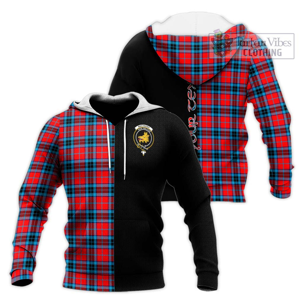 MacTavish (McTavish) Tartan Knitted Hoodie with Family Crest and Half Of Me Style Unisex Knitted Pullover Hoodie - Tartanvibesclothing Shop