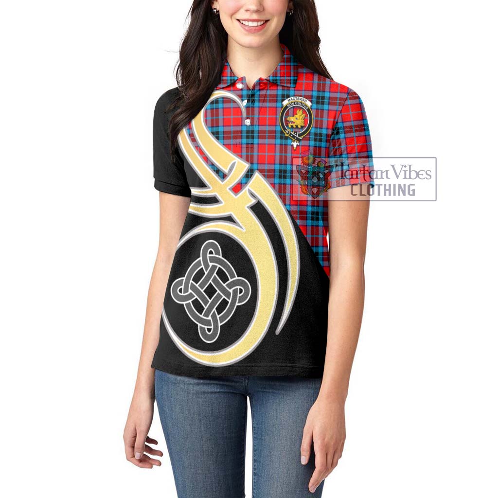 MacTavish (McTavish) Tartan Women's Polo Shirt with Family Crest and Celtic Symbol Style Women - Tartan Vibes Clothing