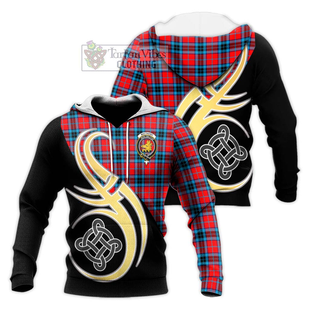 MacTavish (McTavish) Tartan Knitted Hoodie with Family Crest and Celtic Symbol Style Unisex Knitted Pullover Hoodie - Tartan Vibes Clothing