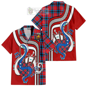 MacTavish (McTavish) Tartan Short Sleeve Button Shirt with Epic Bagpipe Style