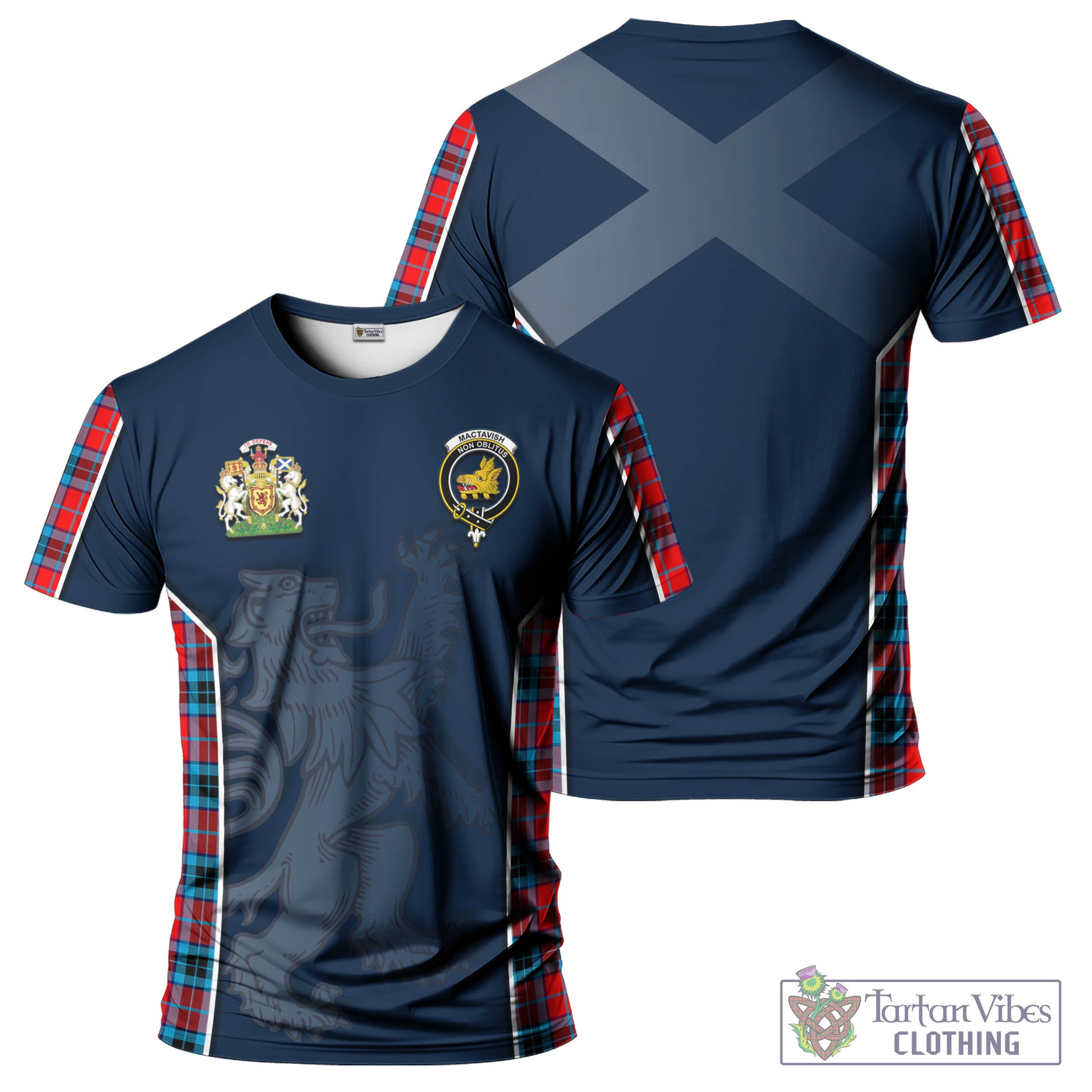 Tartan Vibes Clothing MacTavish Modern Tartan T-Shirt with Family Crest and Lion Rampant Vibes Sport Style