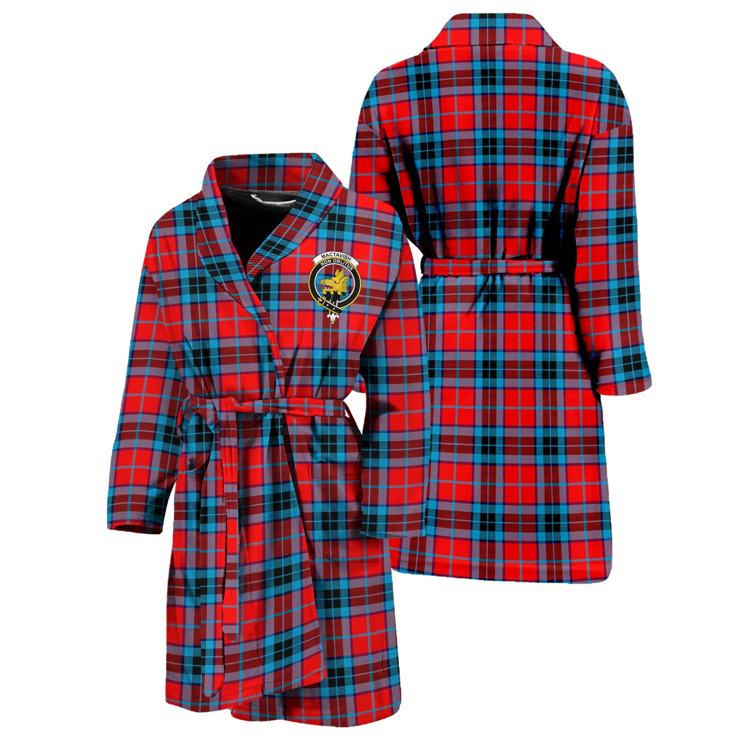 MacTavish (McTavish) Tartan Bathrobe with Family Crest Unisex S - Tartan Vibes Clothing