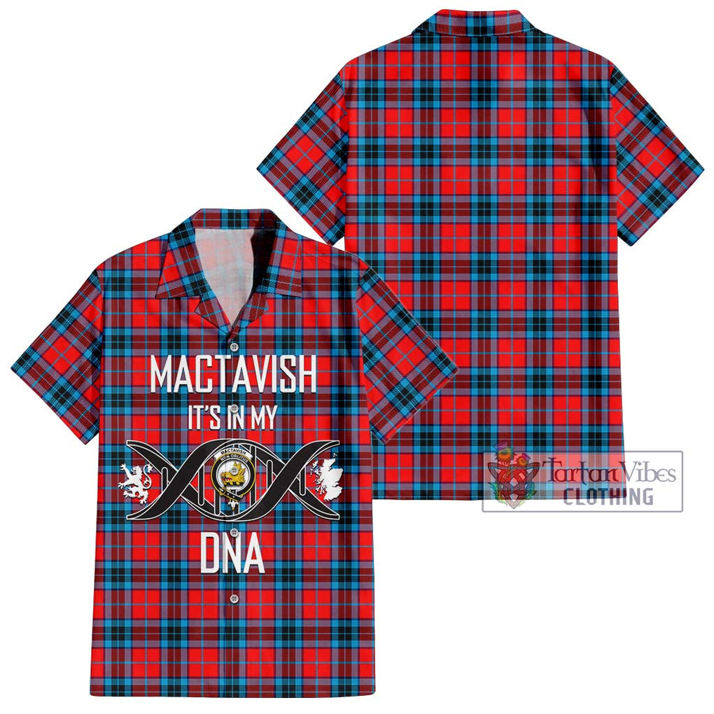 MacTavish (McTavish) Tartan Short Sleeve Button Shirt with Family Crest DNA In Me Style Kid - Tartanvibesclothing Shop