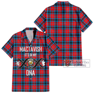 MacTavish (McTavish) Tartan Short Sleeve Button Shirt with Family Crest DNA In Me Style