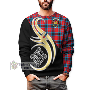 MacTavish (McTavish) Tartan Sweatshirt with Family Crest and Celtic Symbol Style