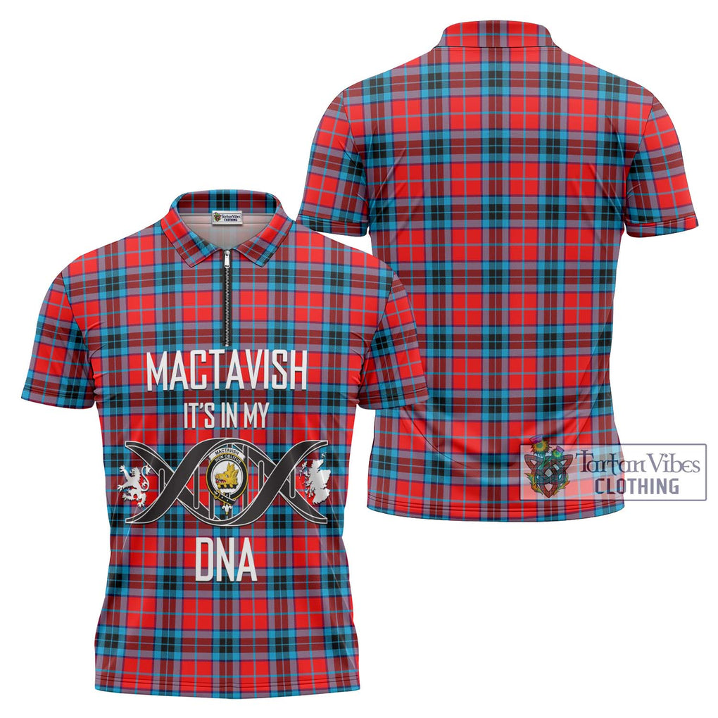 MacTavish (McTavish) Tartan Zipper Polo Shirt with Family Crest DNA In Me Style Unisex - Tartanvibesclothing Shop