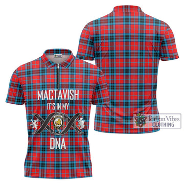 MacTavish (McTavish) Tartan Zipper Polo Shirt with Family Crest DNA In Me Style