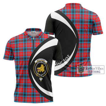 MacTavish (McTavish) Tartan Zipper Polo Shirt with Family Crest Circle Style