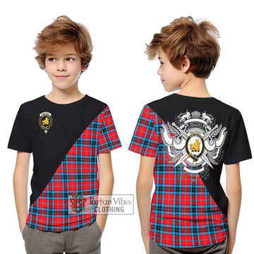 MacTavish (McTavish) Tartan Kid T-Shirt with Family Crest and Military Logo Style