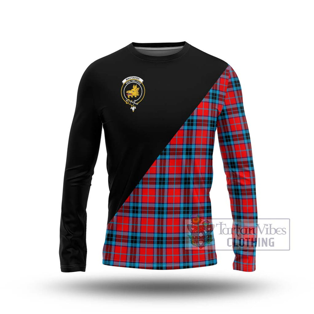 MacTavish (McTavish) Tartan Long Sleeve T-Shirt with Family Crest and Military Logo Style Unisex - Tartanvibesclothing Shop