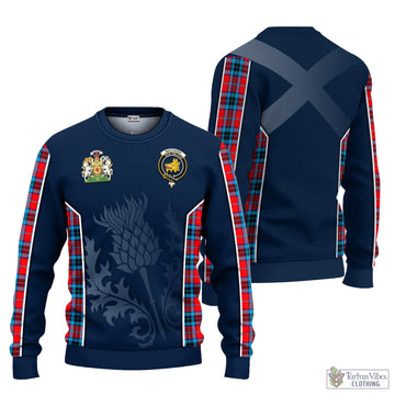 MacTavish (McTavish) Tartan Knitted Sweatshirt with Family Crest and Scottish Thistle Vibes Sport Style