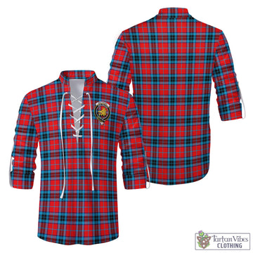 MacTavish (McTavish) Tartan Men's Scottish Traditional Jacobite Ghillie Kilt Shirt with Family Crest