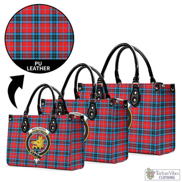 MacTavish (McTavish) Tartan Luxury Leather Handbags with Family Crest