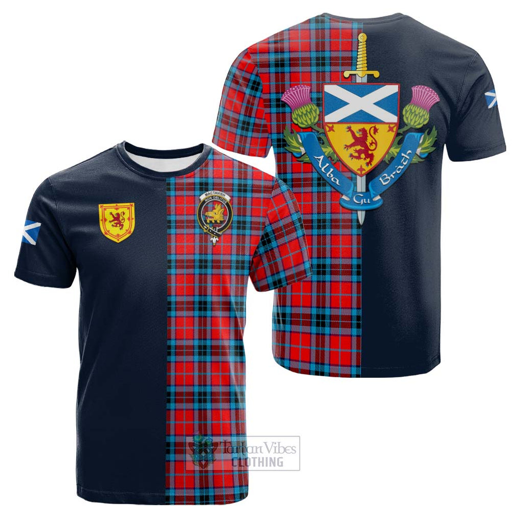 Tartan Vibes Clothing MacTavish Modern Tartan Cotton T-shirt with Scottish Lion Royal Arm Half Style