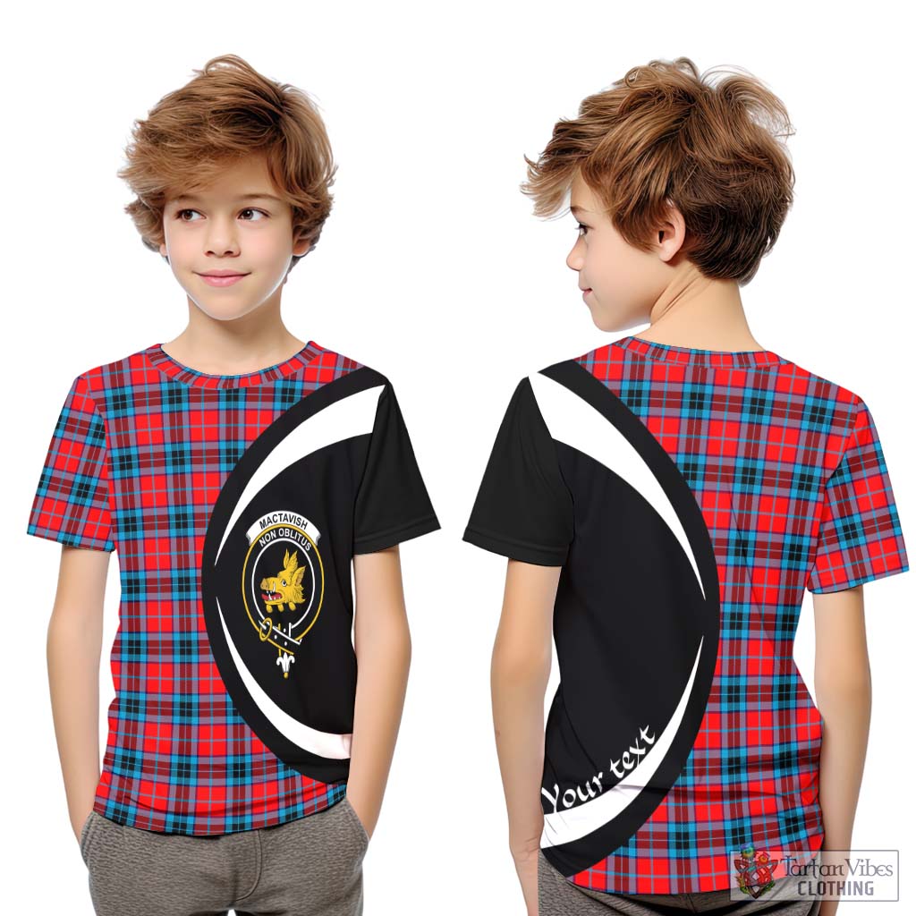 MacTavish (McTavish) Tartan Kid T-Shirt with Family Crest Circle Style Youth XL Size14 - Tartan Vibes Clothing