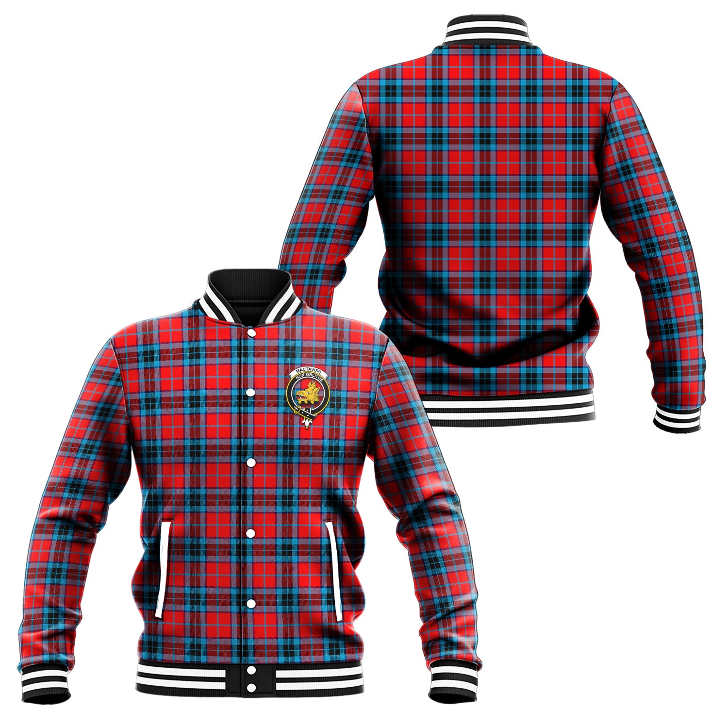 MacTavish (McTavish) Tartan Baseball Jacket with Family Crest Unisex - Tartan Vibes Clothing