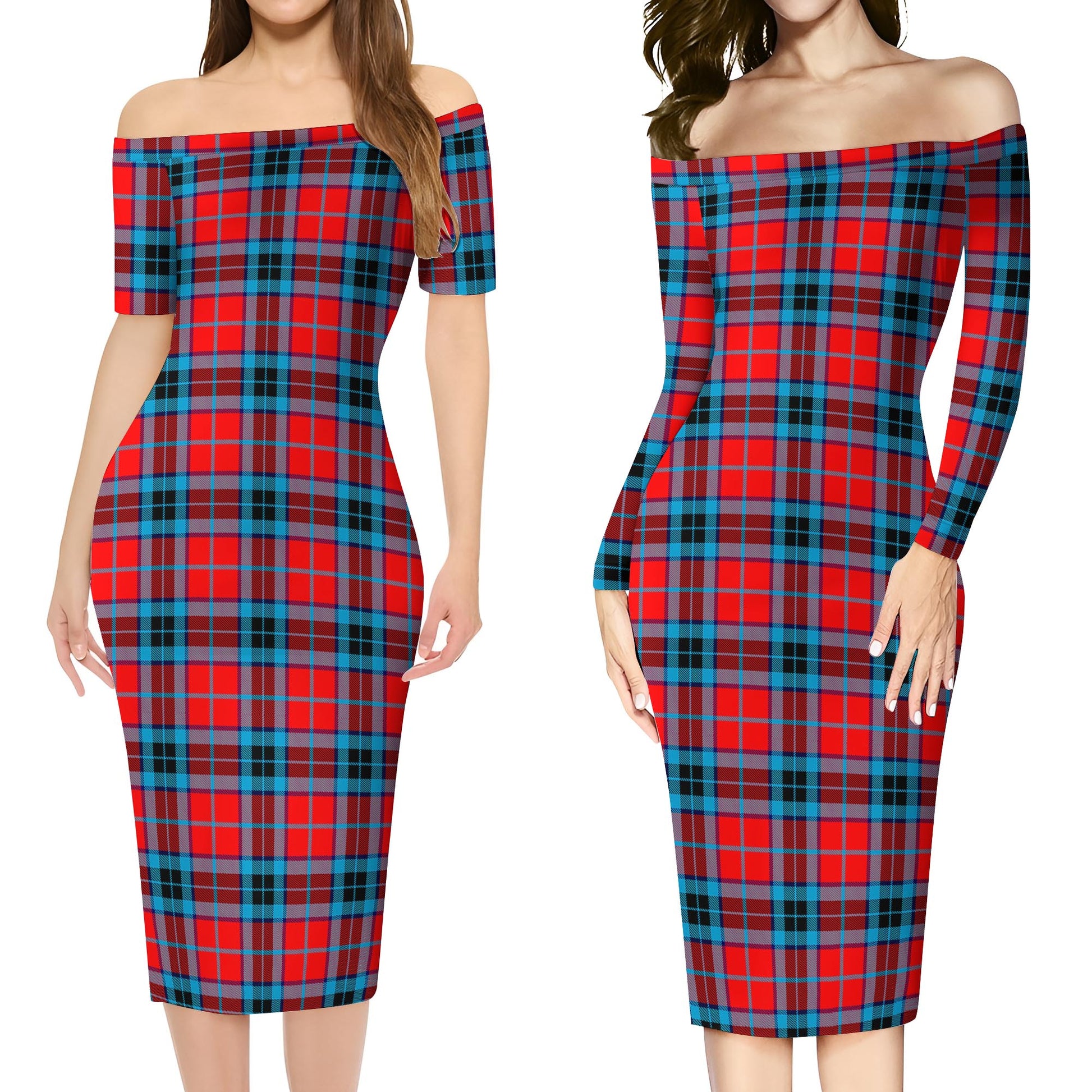 MacTavish Modern Tartan Off Shoulder Lady Dress Women's Dress - Tartanvibesclothing