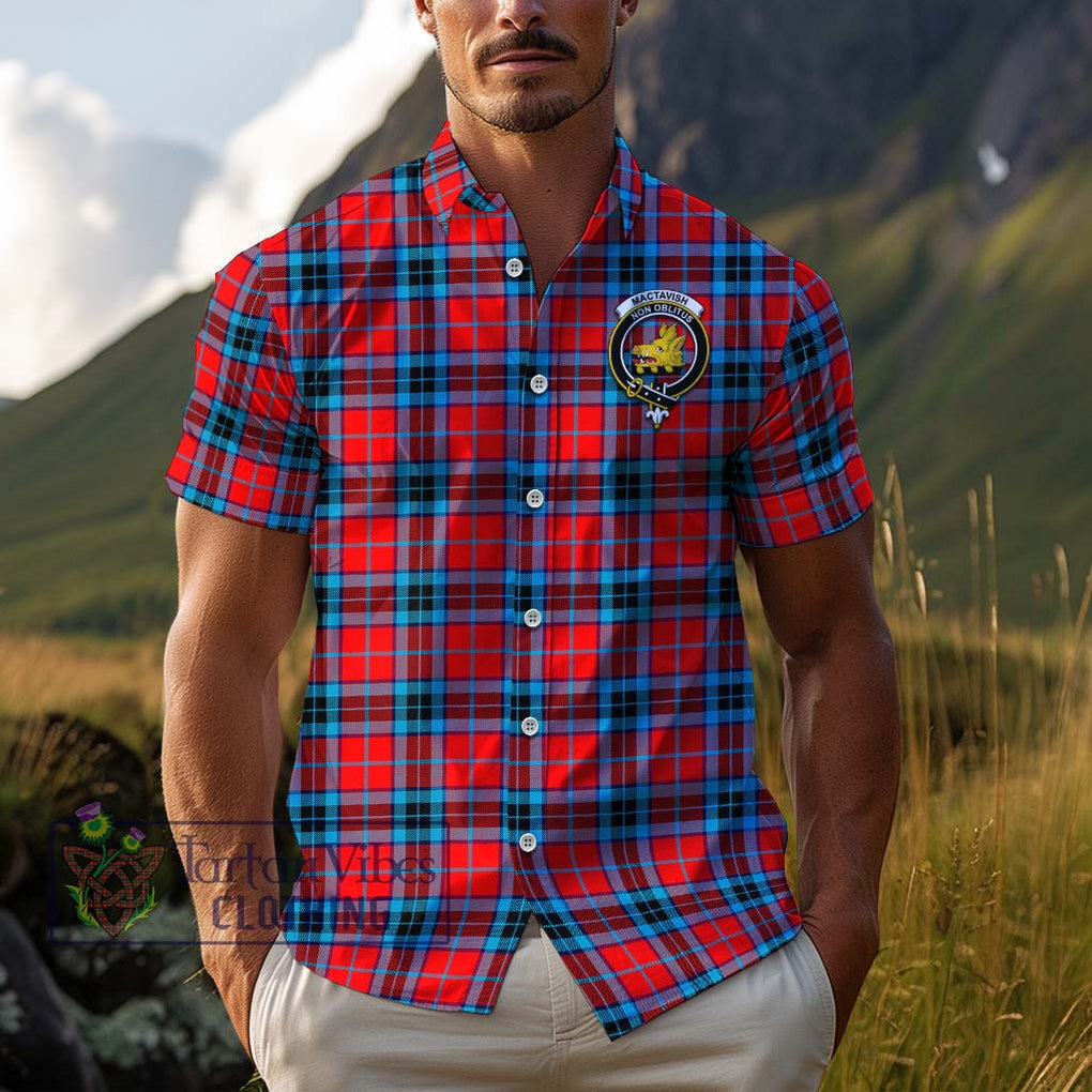 MacTavish (McTavish) Tartan Cotton Hawaiian Shirt with Family Crest Adult - Tartan Vibes Clothing