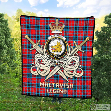 MacTavish (McTavish) Tartan Quilt with Clan Crest and the Golden Sword of Courageous Legacy