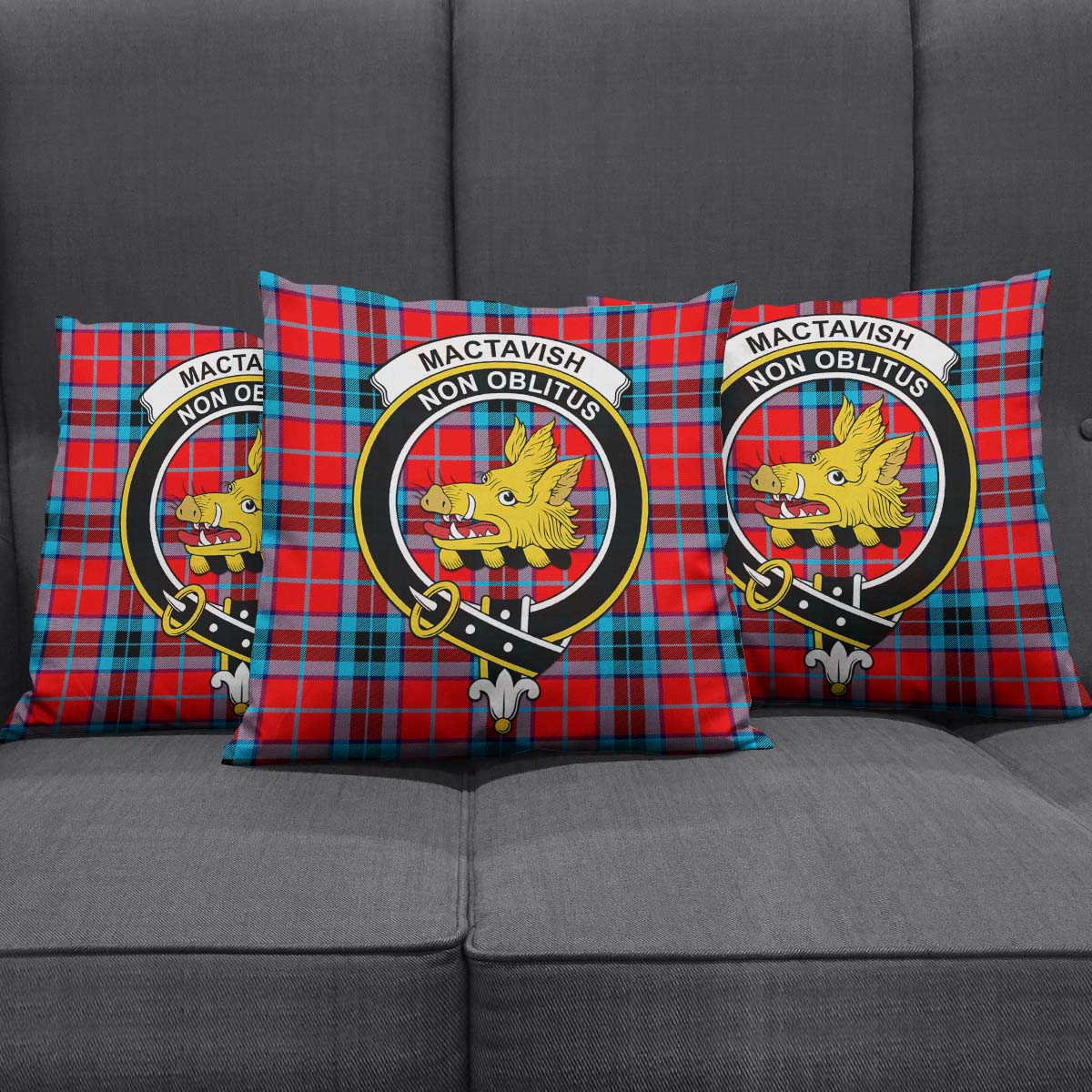 MacTavish Modern Tartan Pillow Cover with Family Crest Square Pillow Cover - Tartanvibesclothing