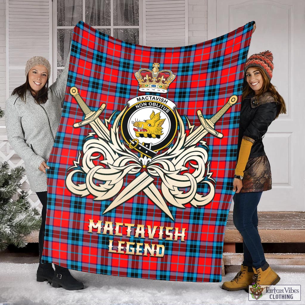 Tartan Vibes Clothing MacTavish Modern Tartan Blanket with Clan Crest and the Golden Sword of Courageous Legacy