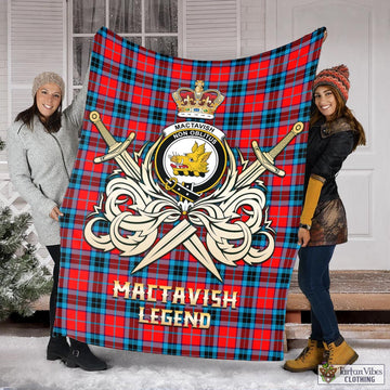 MacTavish (McTavish) Tartan Blanket with Clan Crest and the Golden Sword of Courageous Legacy