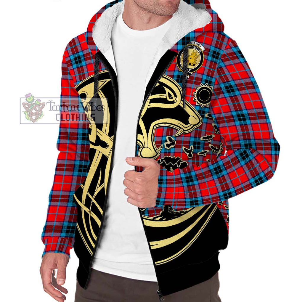 MacTavish (McTavish) Tartan Sherpa Hoodie with Family Crest Celtic Wolf Style Unisex S - Tartan Vibes Clothing