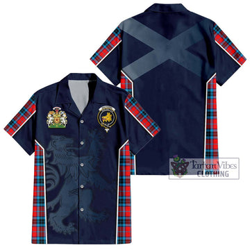 MacTavish (McTavish) Tartan Short Sleeve Button Shirt with Family Crest and Lion Rampant Vibes Sport Style