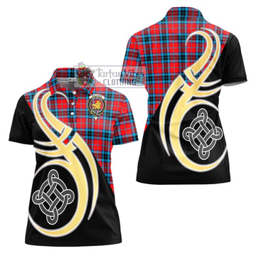 MacTavish (McTavish) Tartan Women's Polo Shirt with Family Crest and Celtic Symbol Style