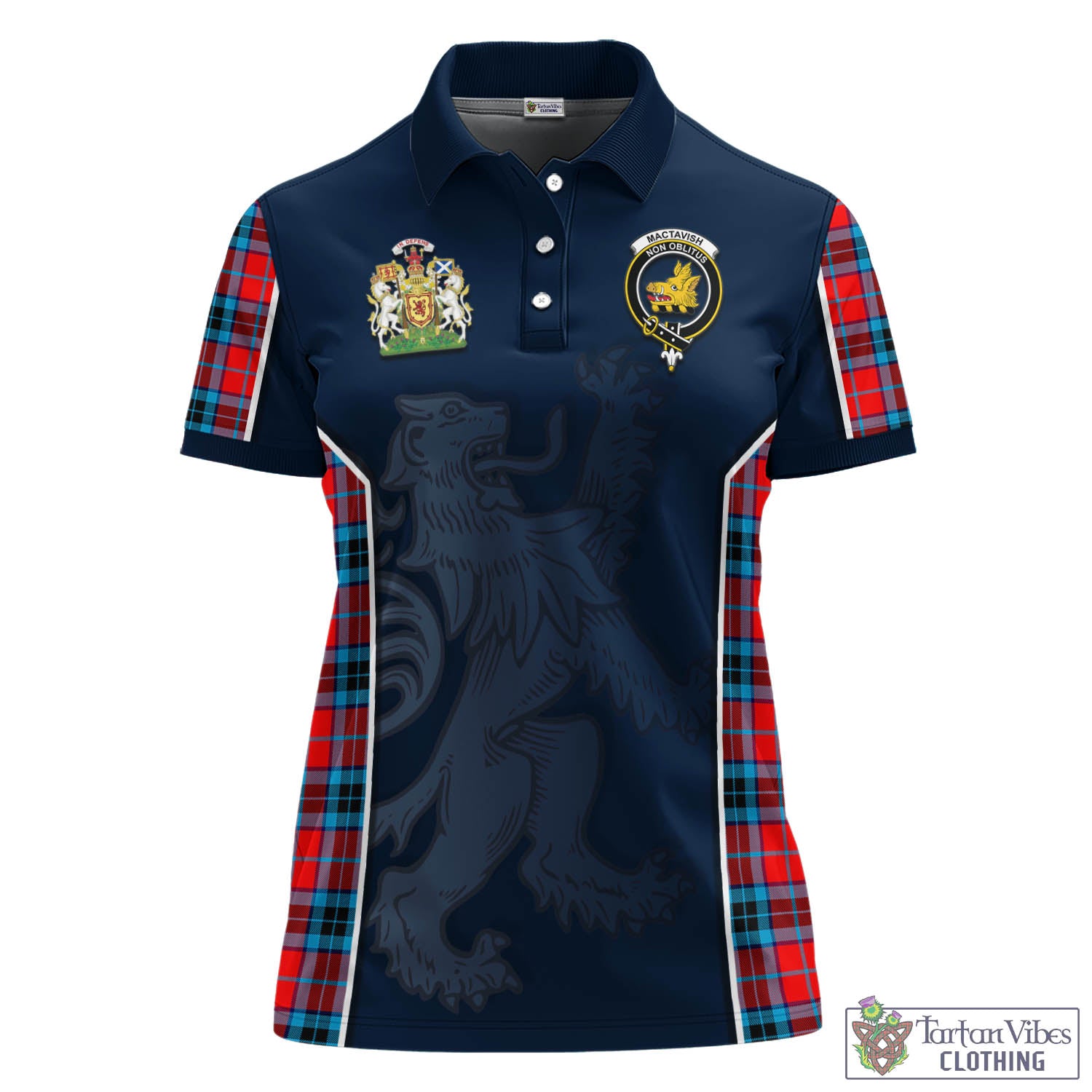 MacTavish (McTavish) Tartan Women's Polo Shirt with Family Crest and Lion Rampant Vibes Sport Style - Tartan Vibes Clothing