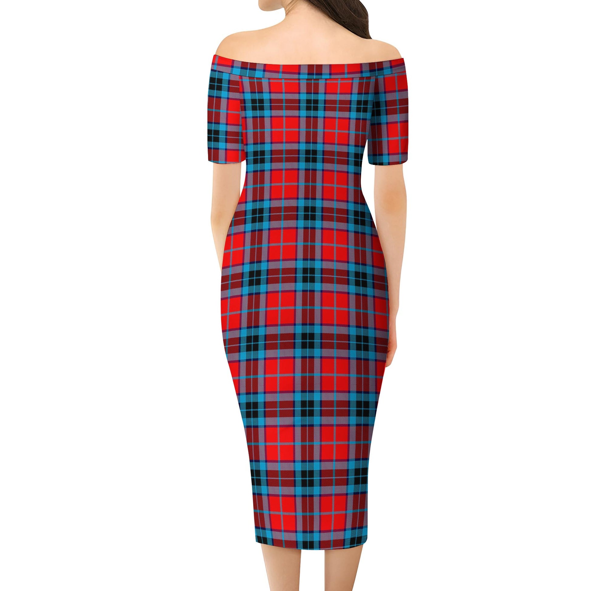 MacTavish Modern Tartan Off Shoulder Lady Dress - Tartanvibesclothing