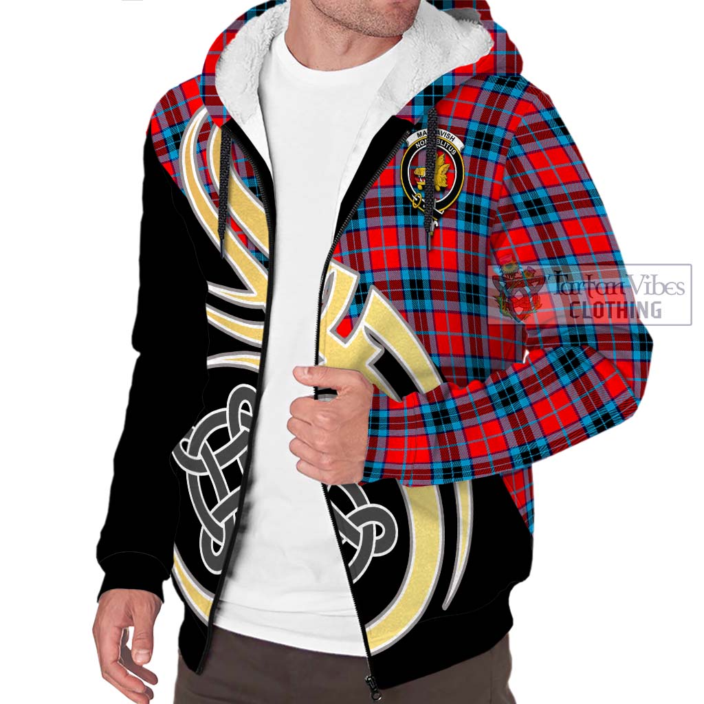 MacTavish (McTavish) Tartan Sherpa Hoodie with Family Crest and Celtic Symbol Style - Tartan Vibes Clothing