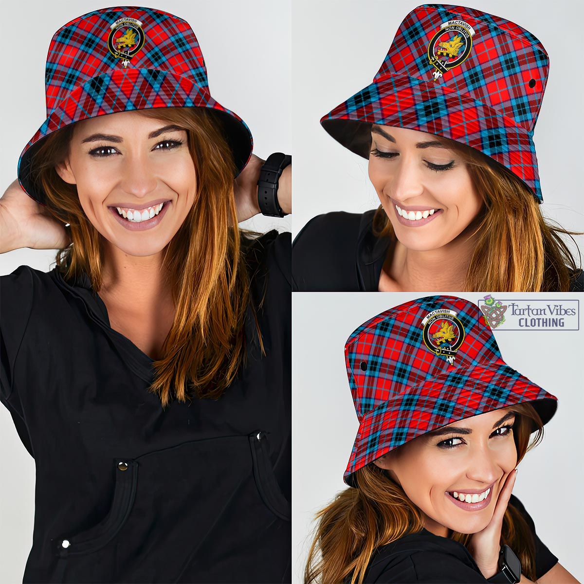 Tartan Vibes Clothing MacTavish Modern Tartan Bucket Hat with Family Crest