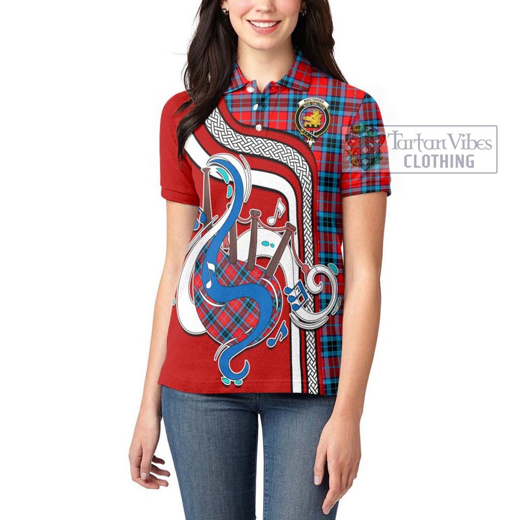 MacTavish (McTavish) Tartan Women's Polo Shirt with Epic Bagpipe Style - Tartanvibesclothing Shop