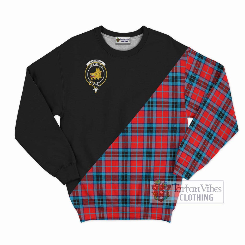 MacTavish (McTavish) Tartan Sweatshirt with Family Crest and Military Logo Style - Tartanvibesclothing Shop