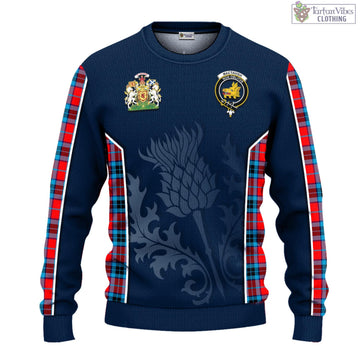 MacTavish (McTavish) Tartan Knitted Sweatshirt with Family Crest and Scottish Thistle Vibes Sport Style