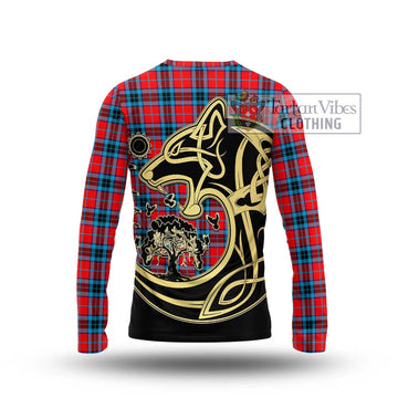 MacTavish (McTavish) Tartan Long Sleeve T-Shirt with Family Crest Celtic Wolf Style