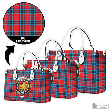 MacTavish (McTavish) Tartan Luxury Leather Handbags with Family Crest