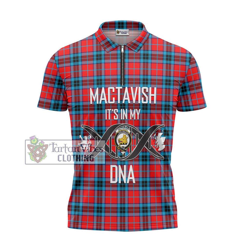 MacTavish (McTavish) Tartan Zipper Polo Shirt with Family Crest DNA In Me Style - Tartanvibesclothing Shop