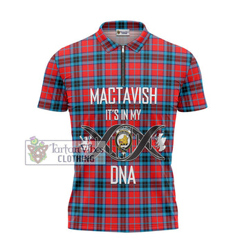 MacTavish (McTavish) Tartan Zipper Polo Shirt with Family Crest DNA In Me Style